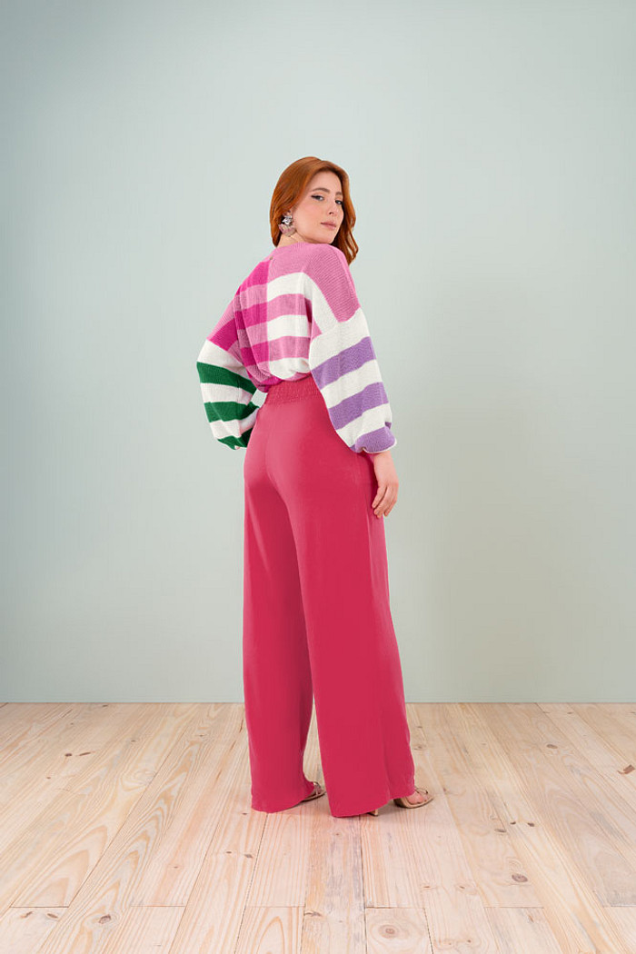 Calça wide leg em viscose