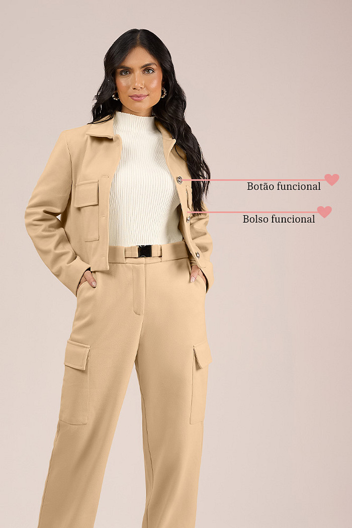 Casaco em alfaiataria ponto roma com forro