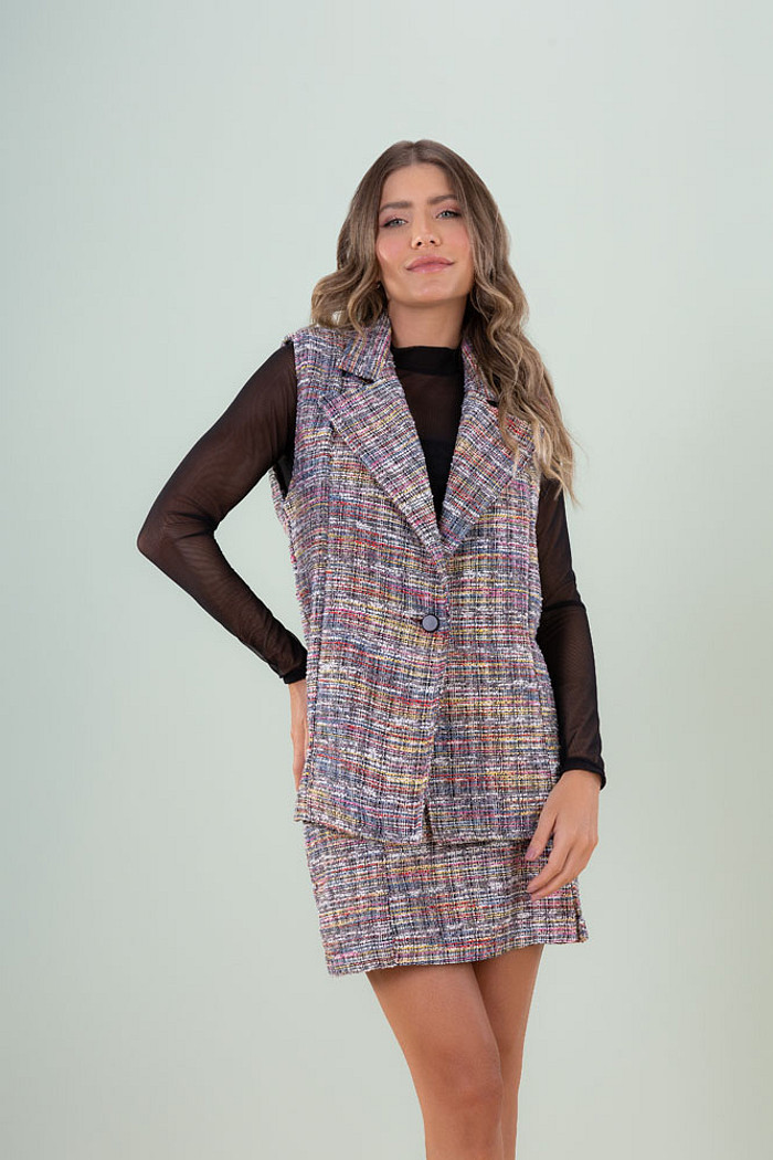 Colete em tweed color