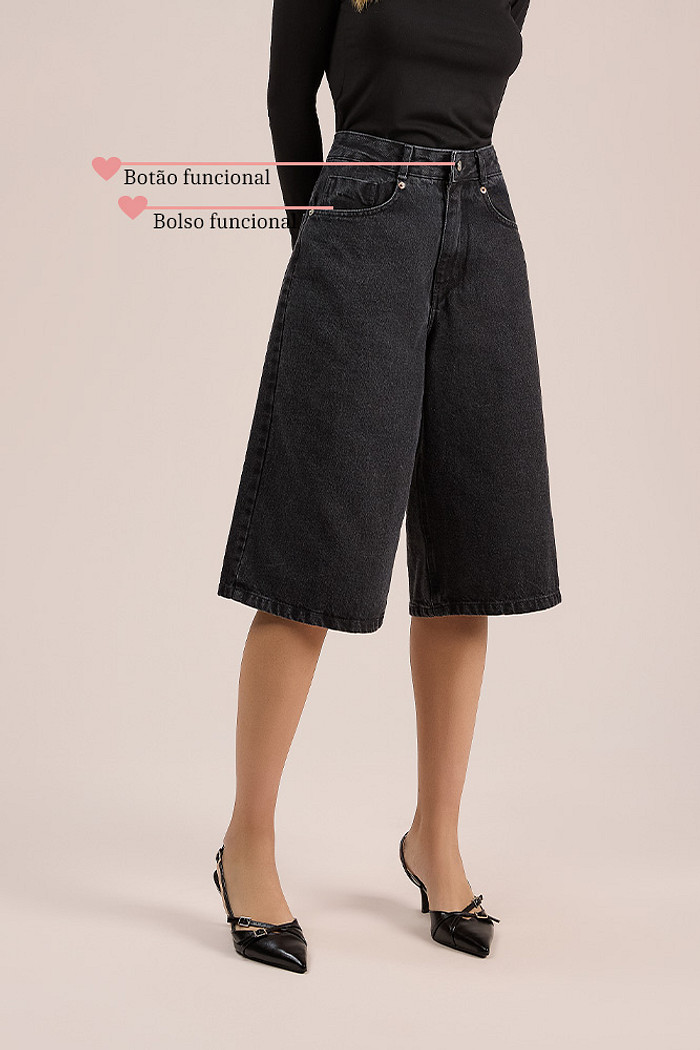 Bermuda jorts em jeans com bolso