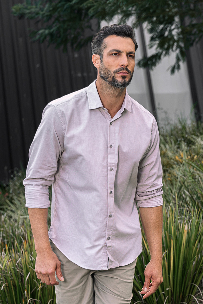 Camisa manga longa regular em chambray Aurus