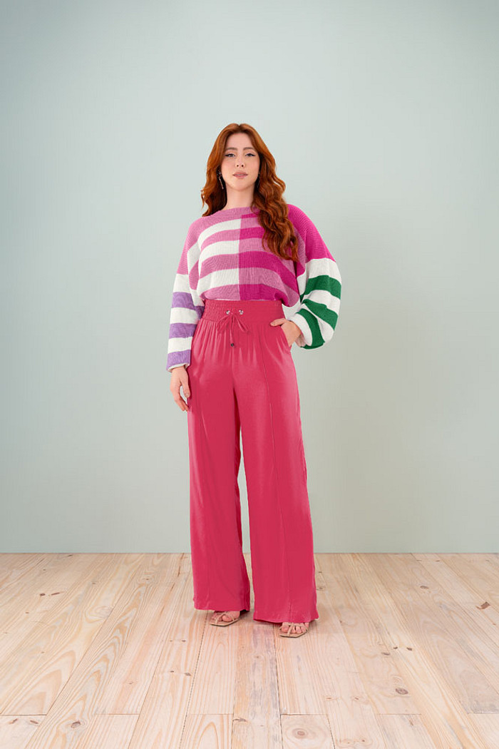 Calça wide leg em viscose