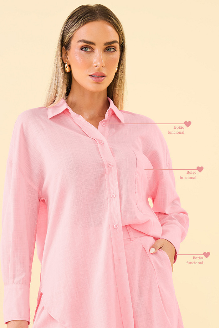 Camisa em tecido tricoline slub