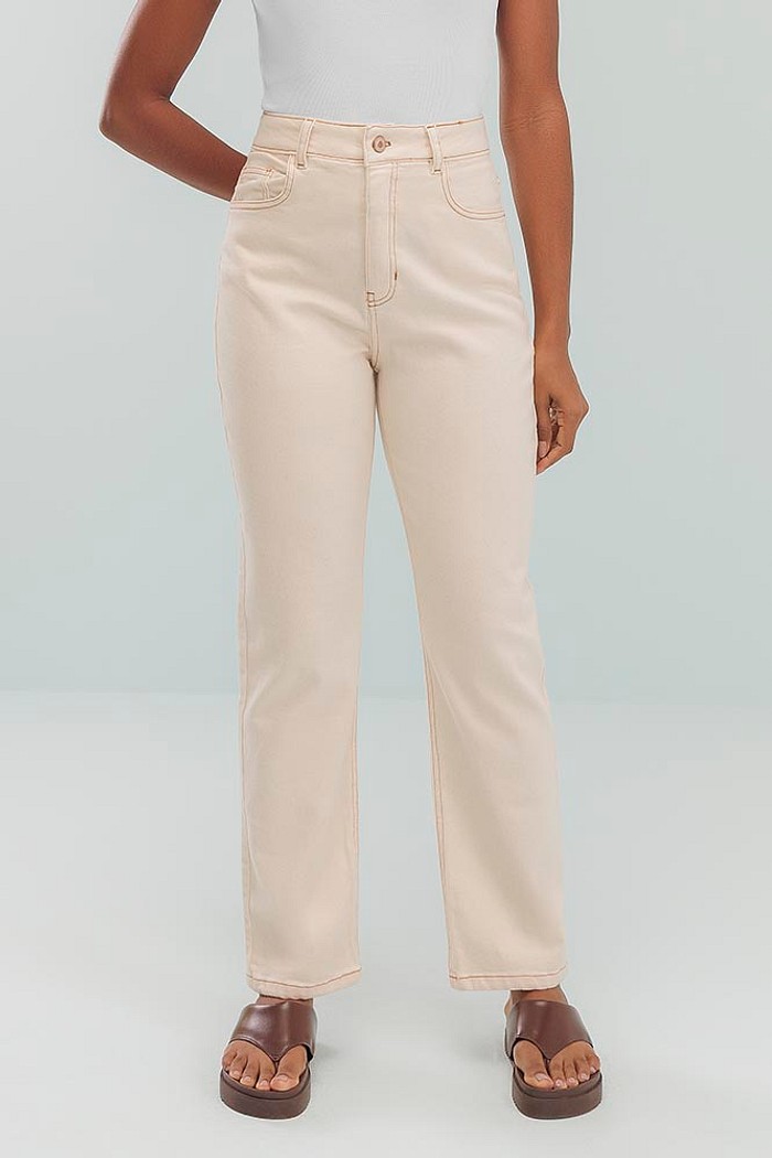 Calça mom marfim denim
