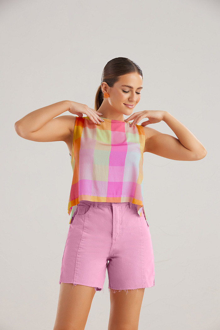 Blusa regata em viscose estampada
