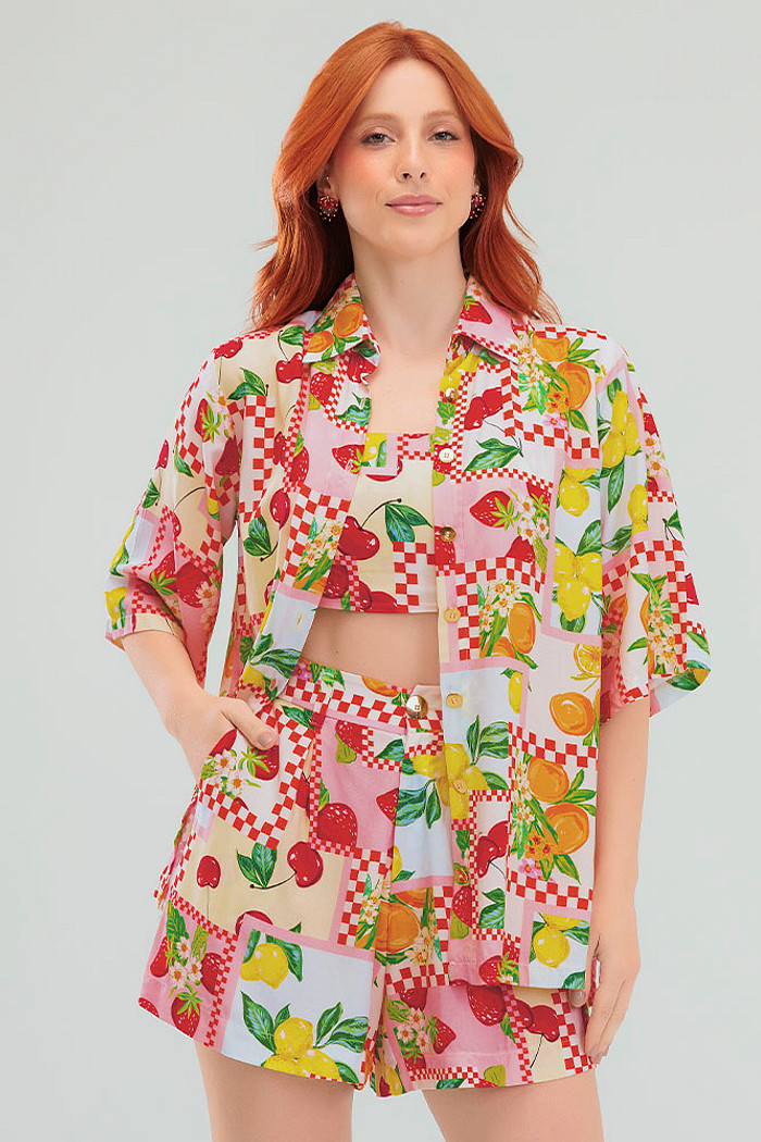 Camisa em viscose estampada