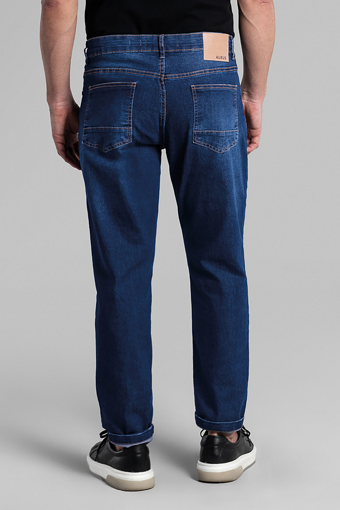 Calça slim em jeans com bolso Aurus