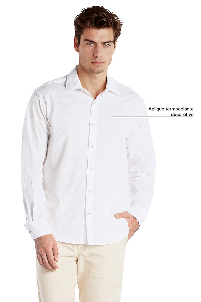 Camisa manga longa regular em tecido verano flamê Aurus