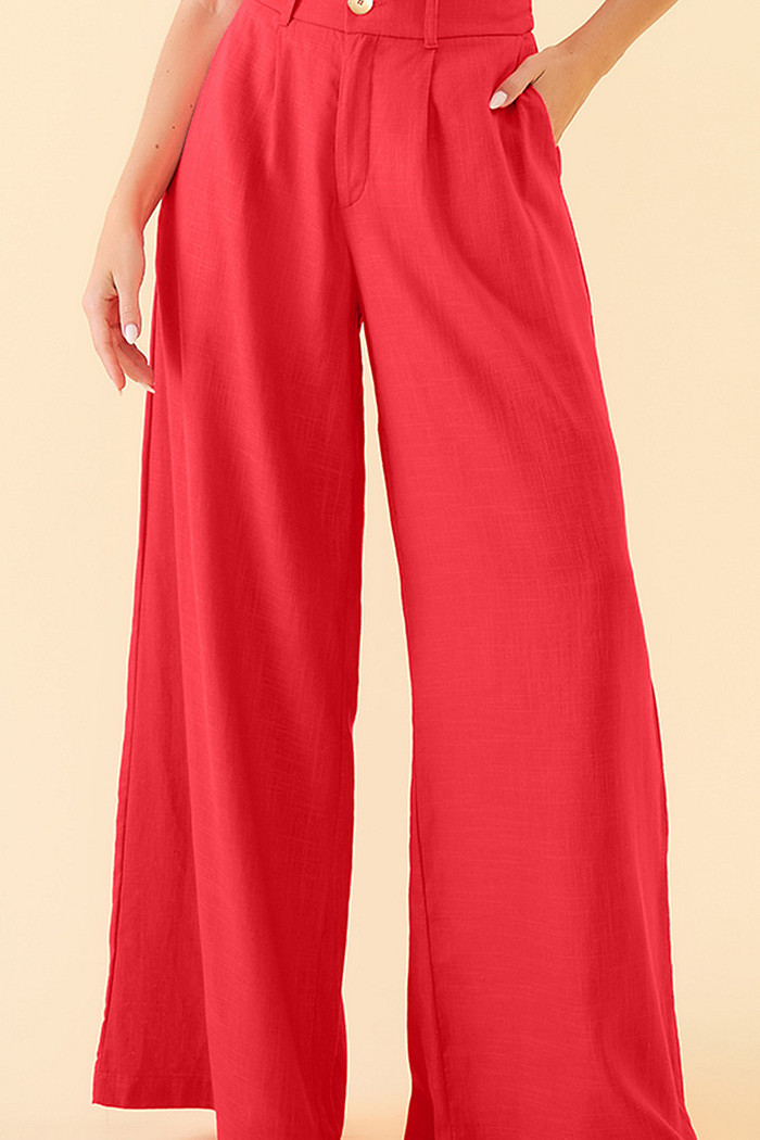 Calça pantalona em linho