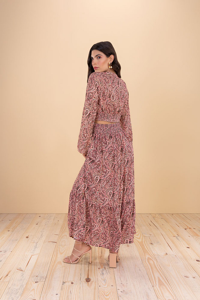 Blusa cropped em viscose lurex