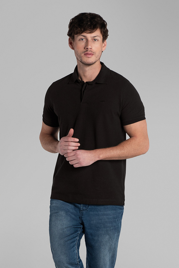 Camisa polo comfort com abertura lateral e peitilho invisível Aurus