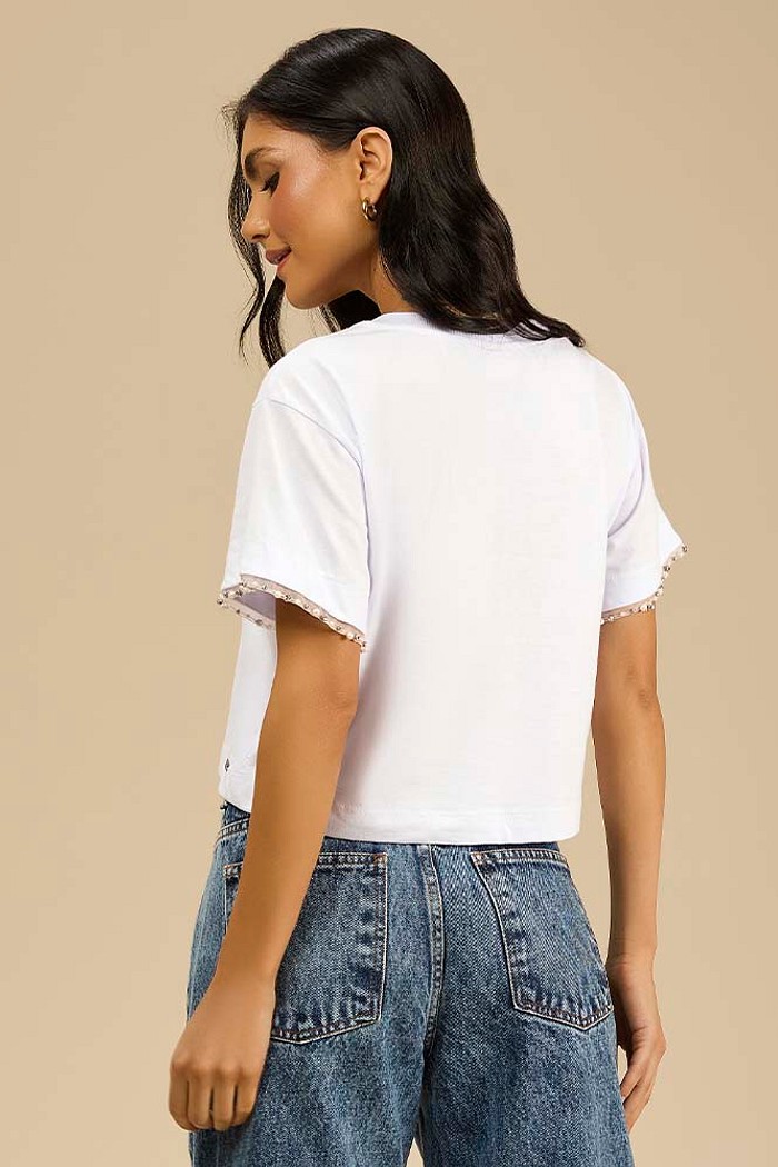 Blusa detalhe mangas em meia malha