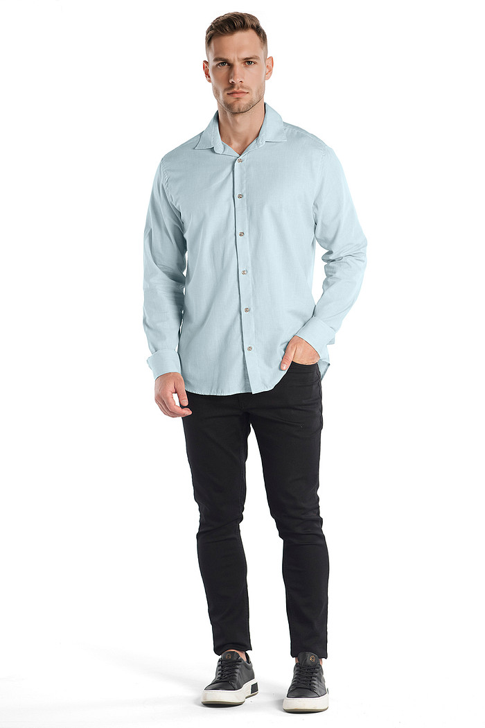 Camisa manga longa regular em tecido tafetá Aurus