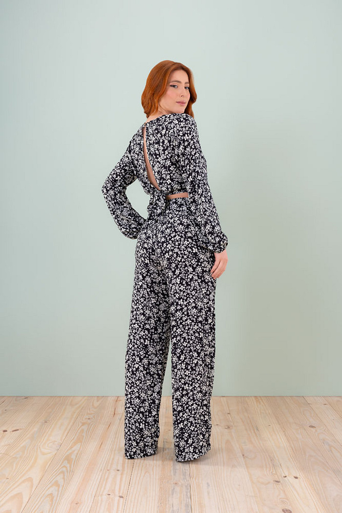 Calça wide leg em viscose