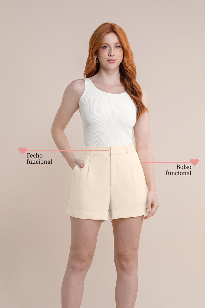 Shorts alfaiataria com fecho