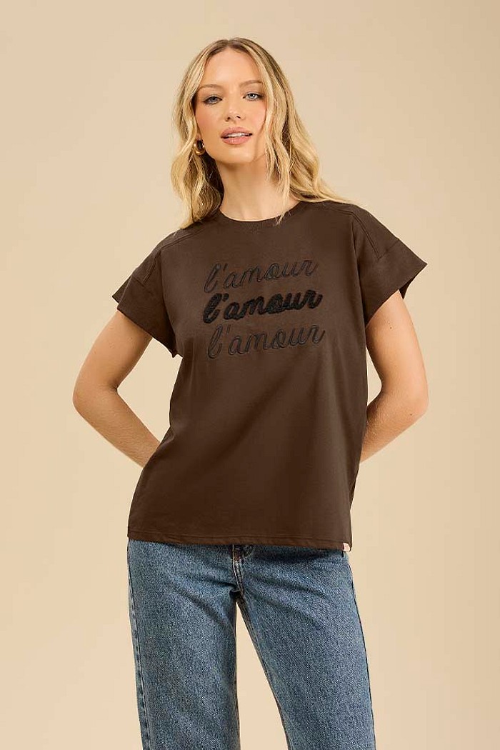 Blusa chenille em meia malha l'amour