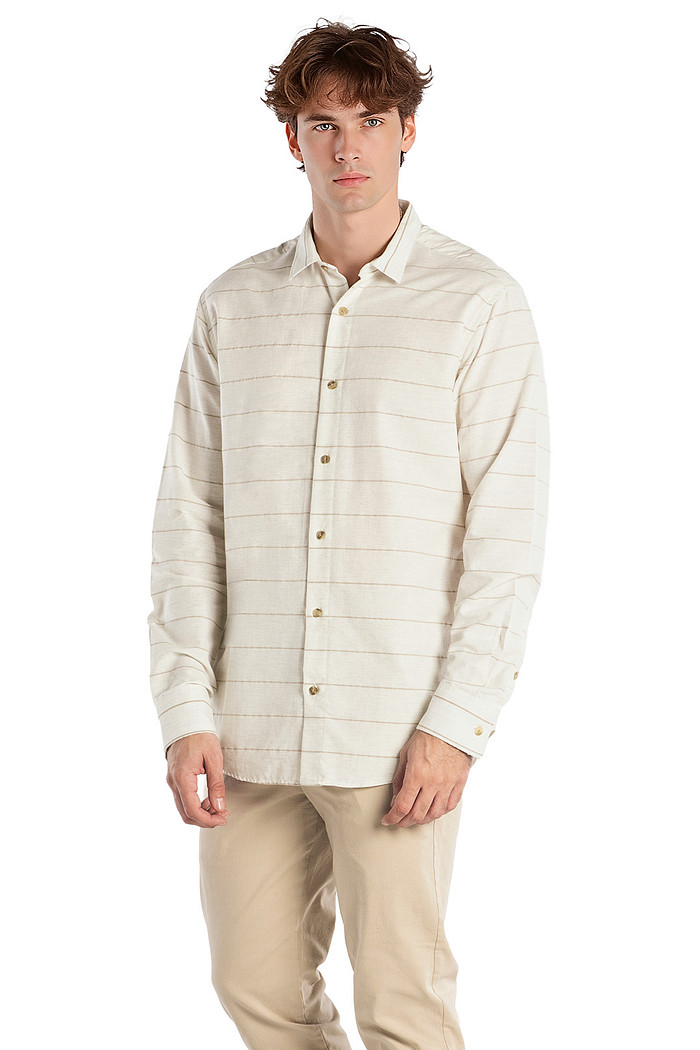 Camisa manga longa comfort em tecido listrado Aurus