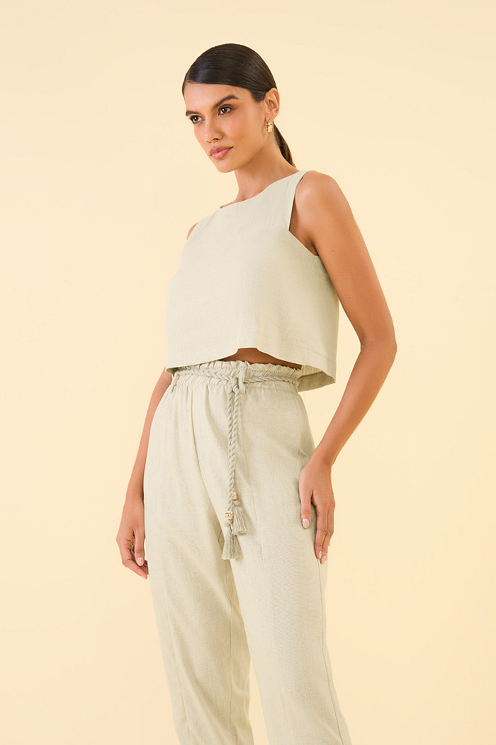 Blusa regata em visco linho