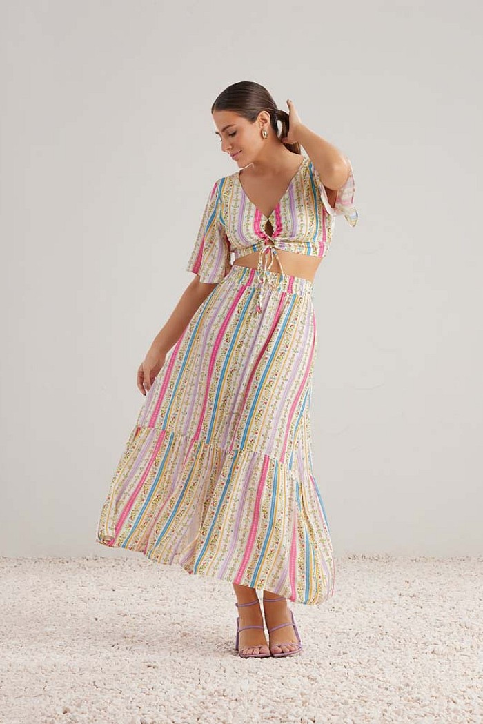 Saia em viscose estampada