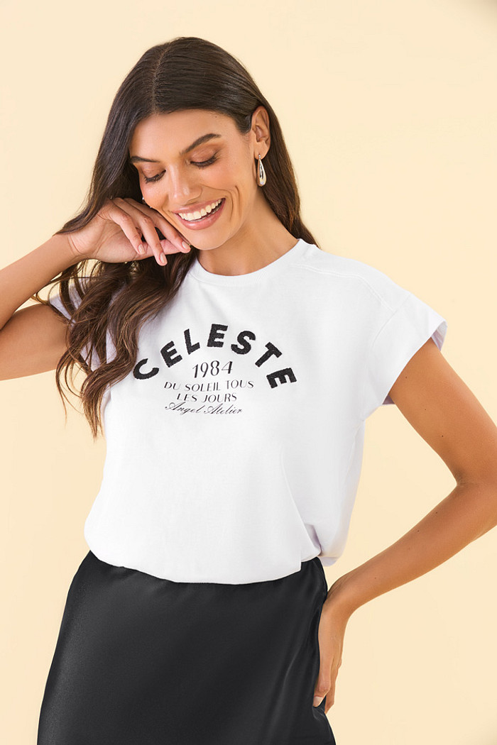 T-Shirt celeste em meia malha