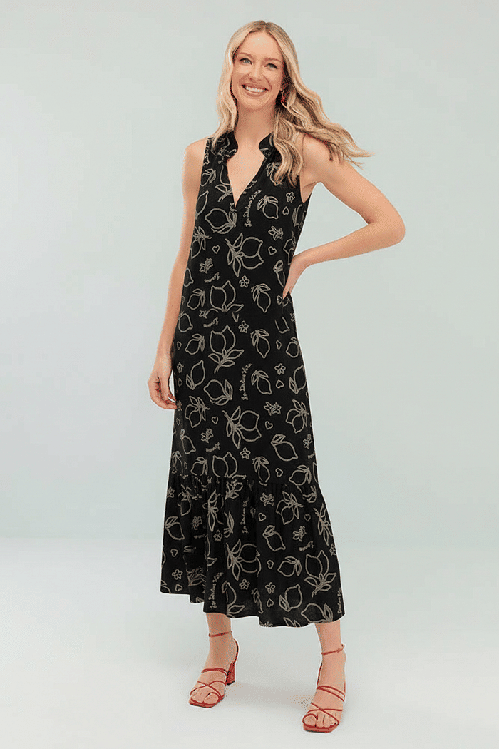 Vestido regata midi decote V