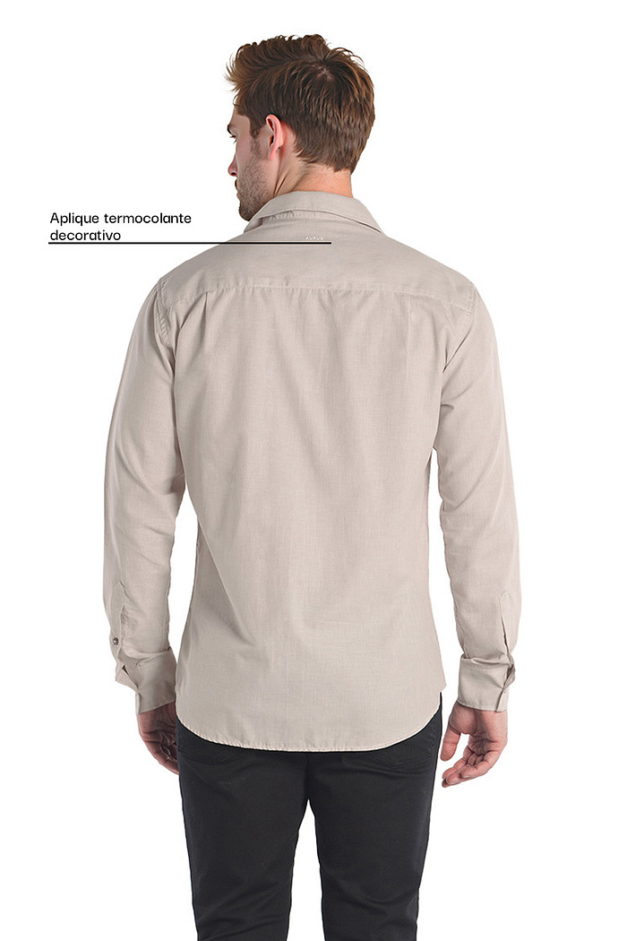 Camisa manga longa regular em tecido tafetá Aurus