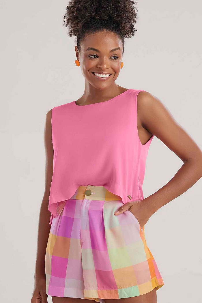 Short em viscose estampada