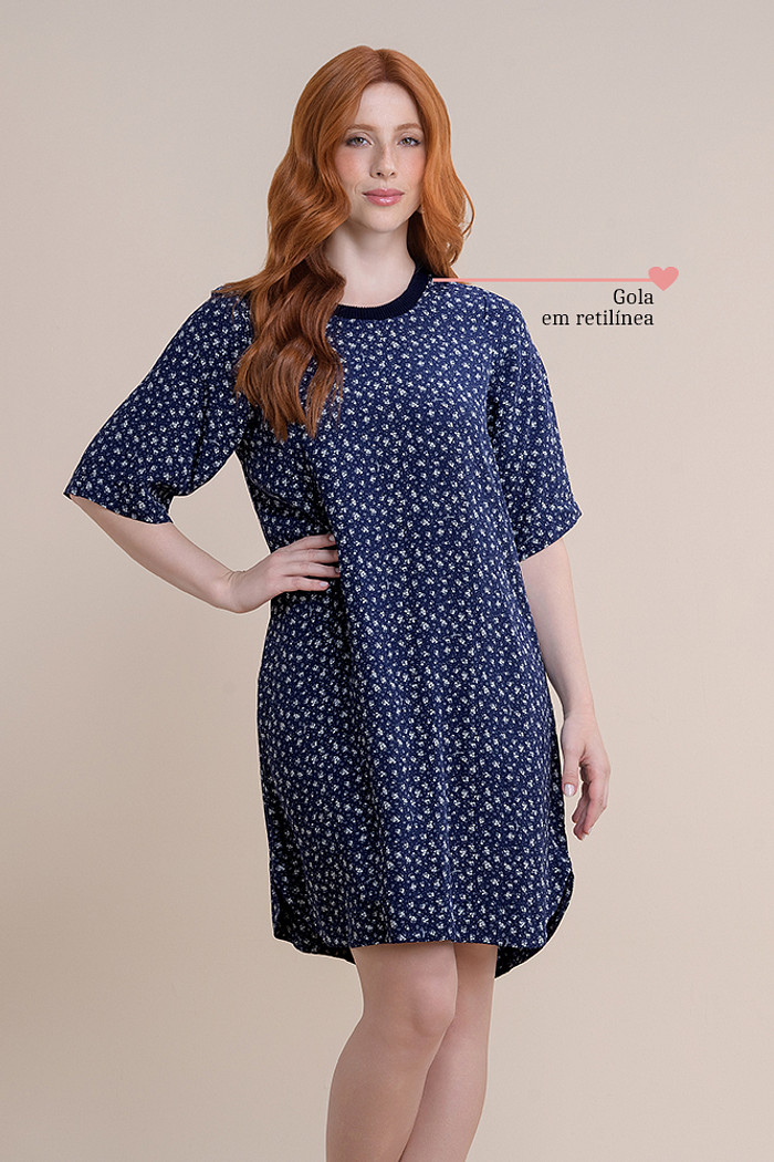 Vestido curto viscose estampada