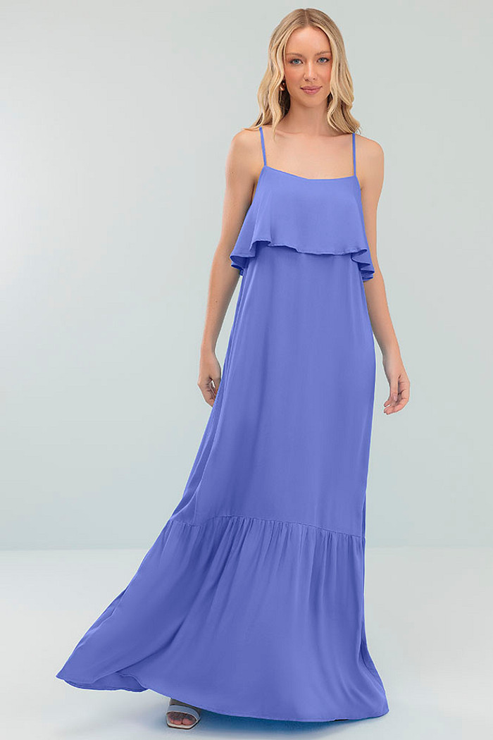 Vestido longo alças com regulagem costas com lastex