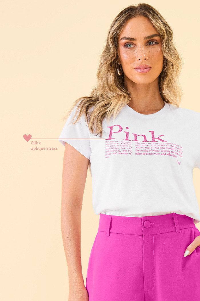 T-Shirt pink em meia malha