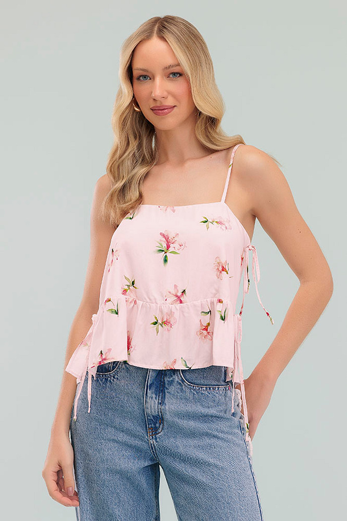 Blusa de alça com laço decorativo