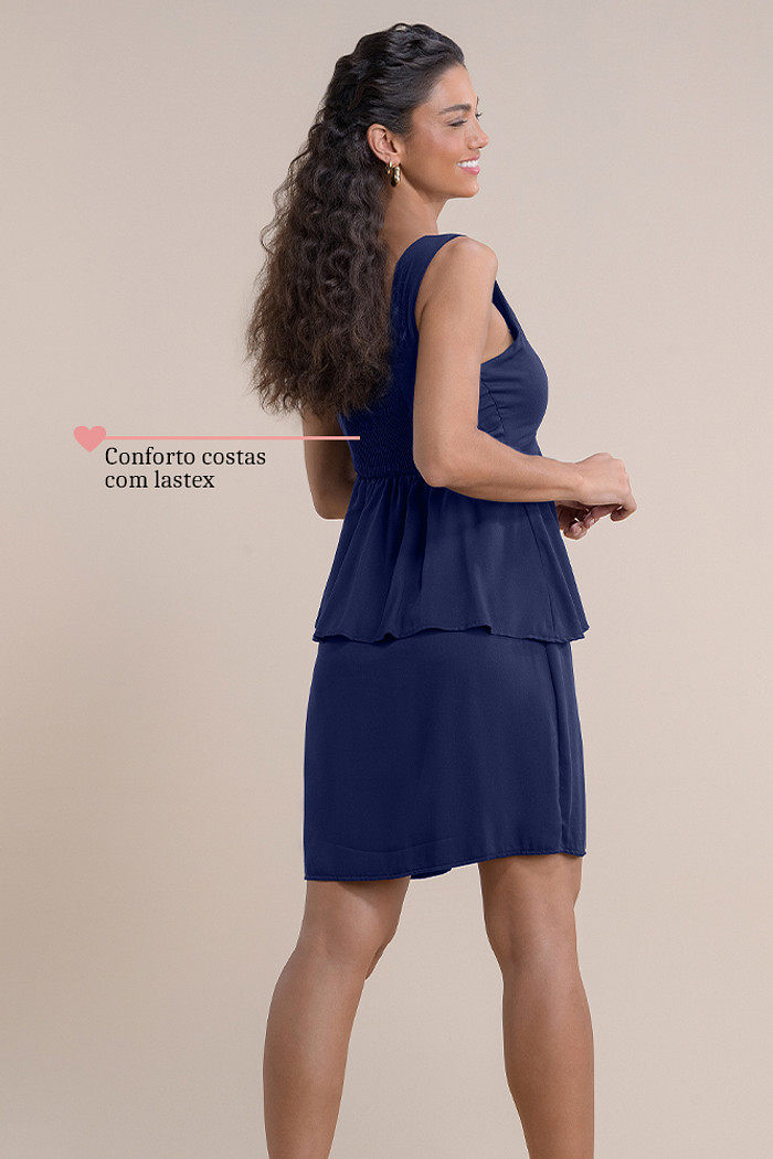 Vestido curto viscose lisa