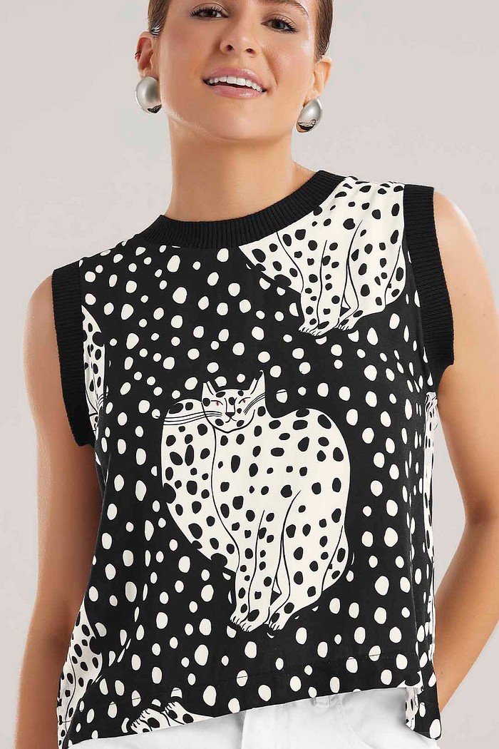 Regata em viscose estampada