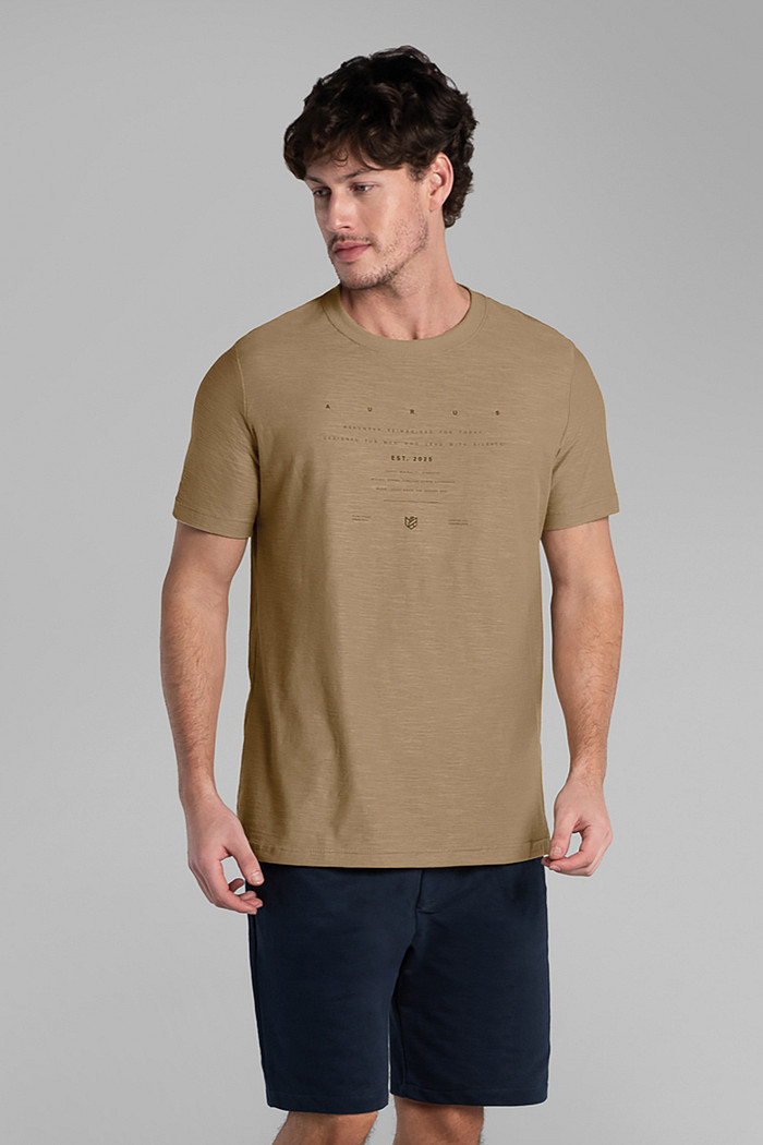 Camiseta em meia malha flamê estampada Aurus