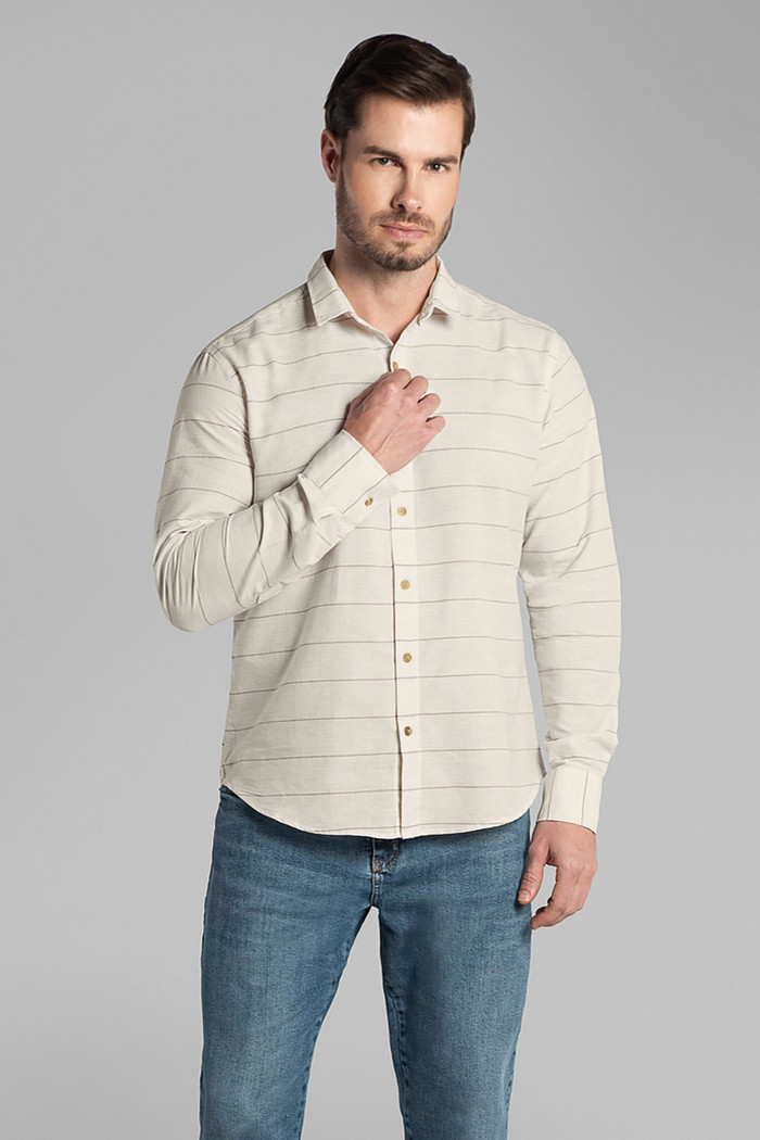Camisa manga longa comfort em tecido listrado Aurus