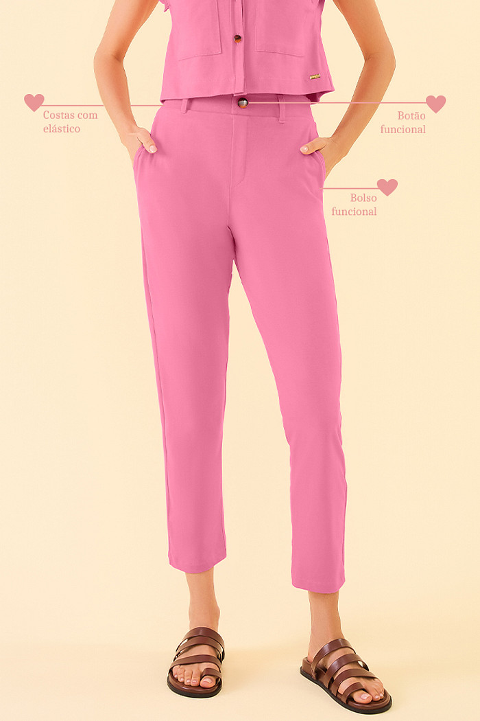 Calça alfaiataria com elástico em malhão