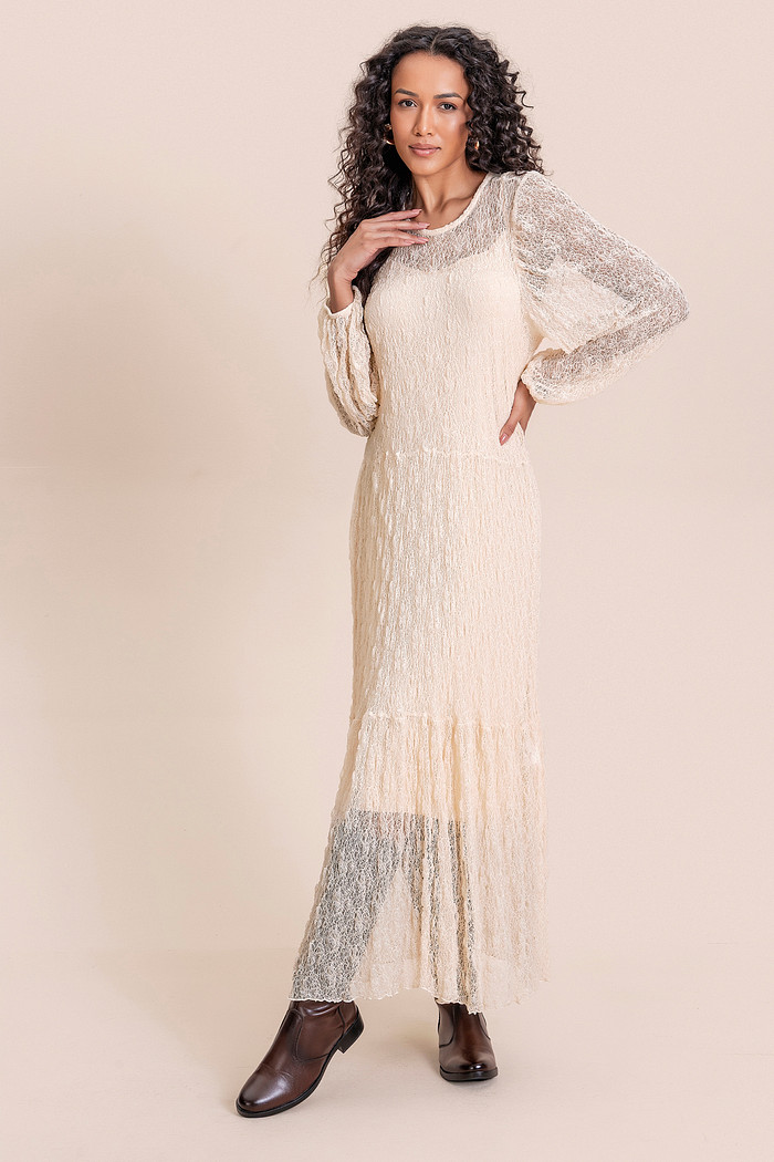 Vestido midi renda Angel