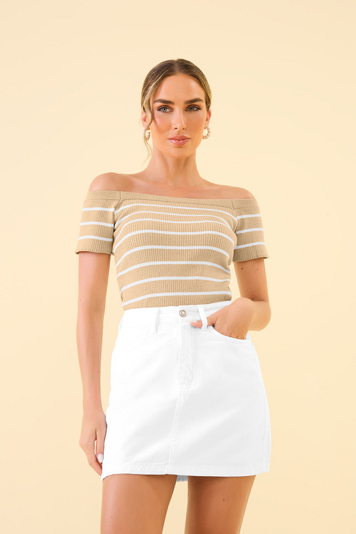 Blusa ombro a ombro tricot