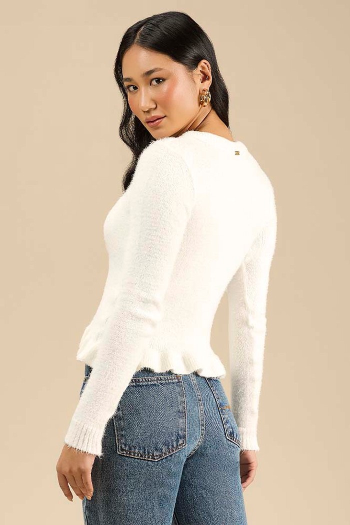 Blusa manga longa em tricot