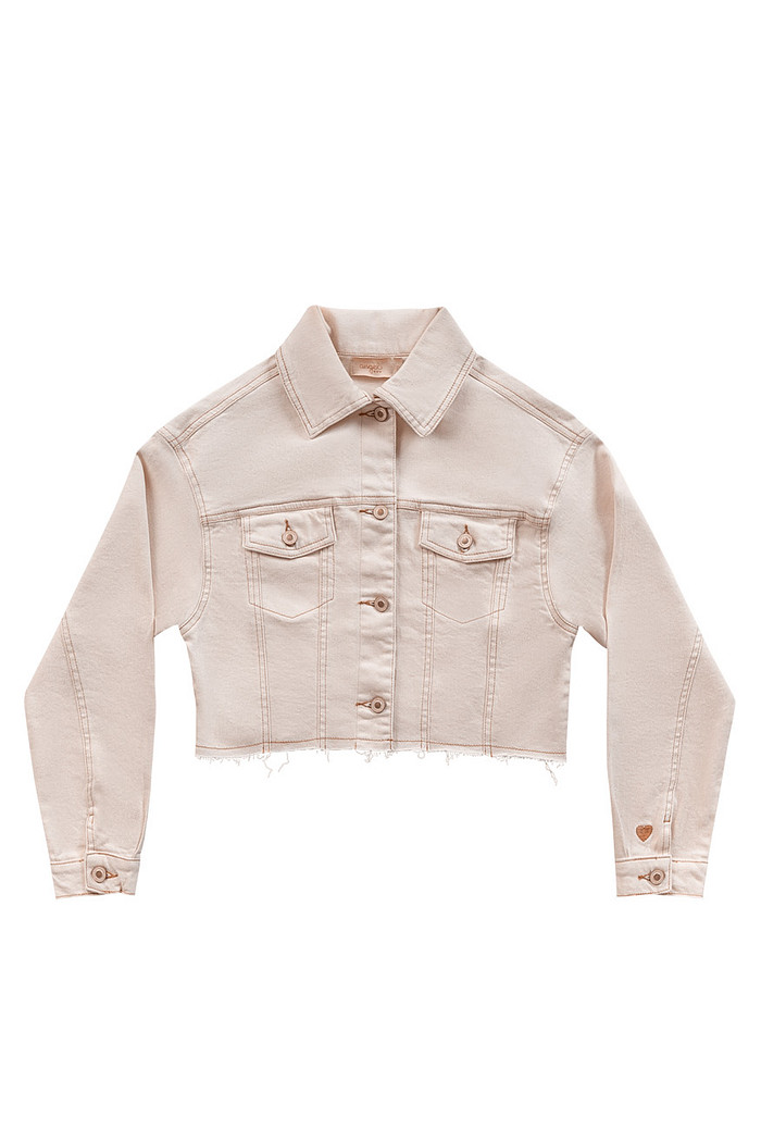 Jaqueta cropped em sarja