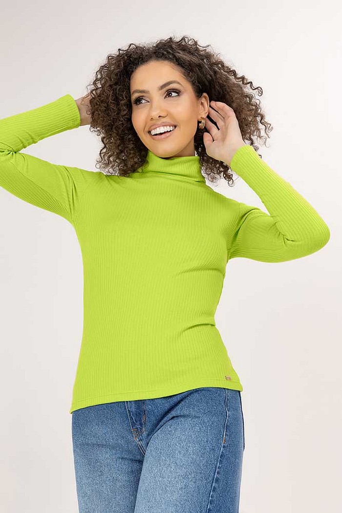 Blusa gola alta em ribana