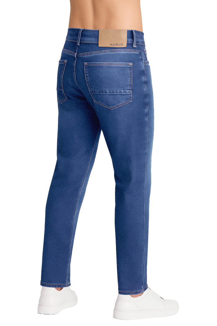 Calça slim em jeans com bolso Aurus