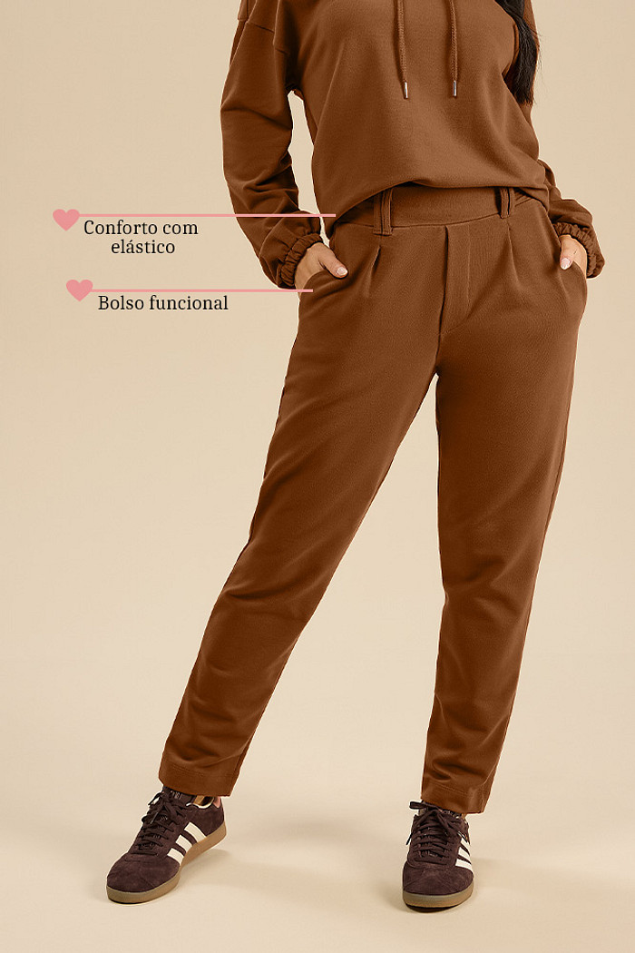 Calça em molecotton com elástico nas costas