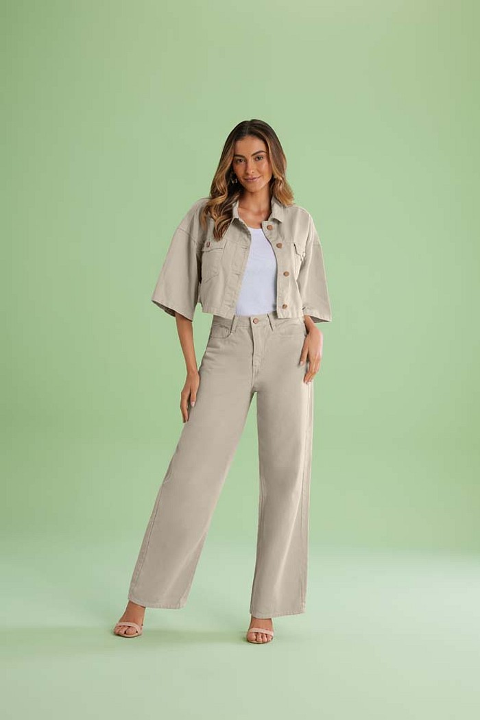 Camisa cropped em sarja