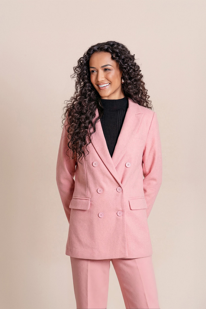 Blazer com lapela em alfaiataria com forro