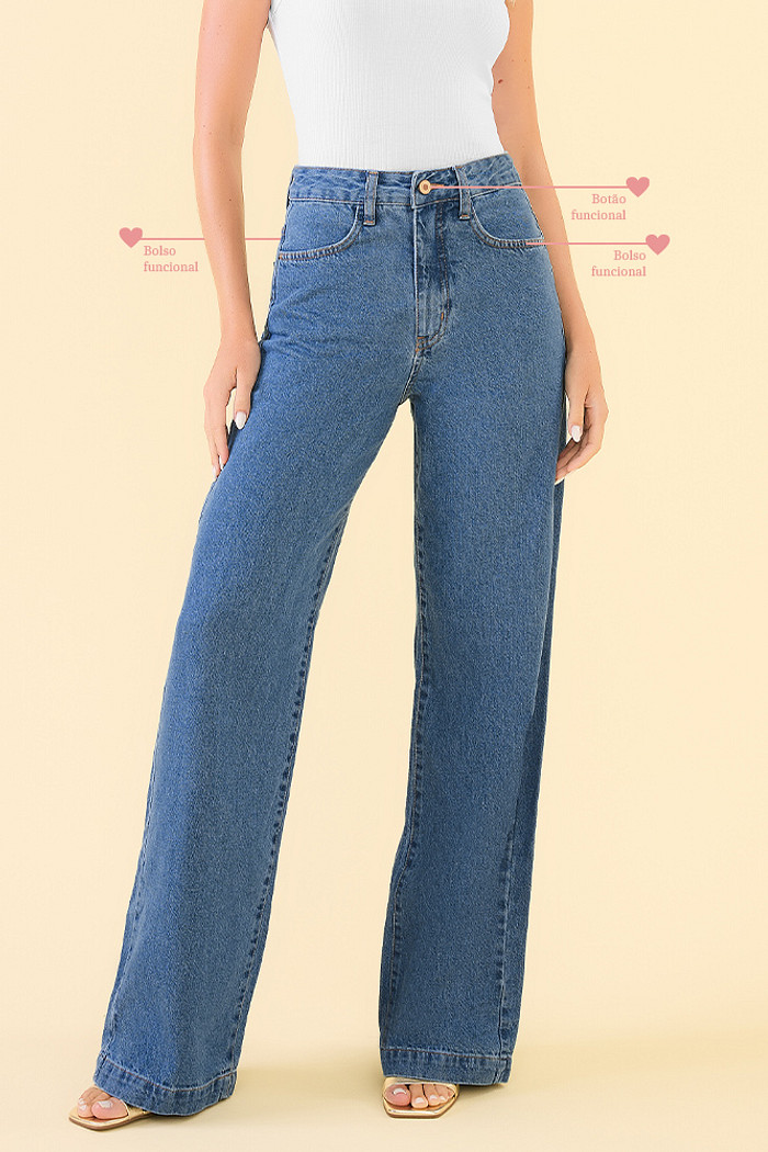 Calça wide leg em jeans