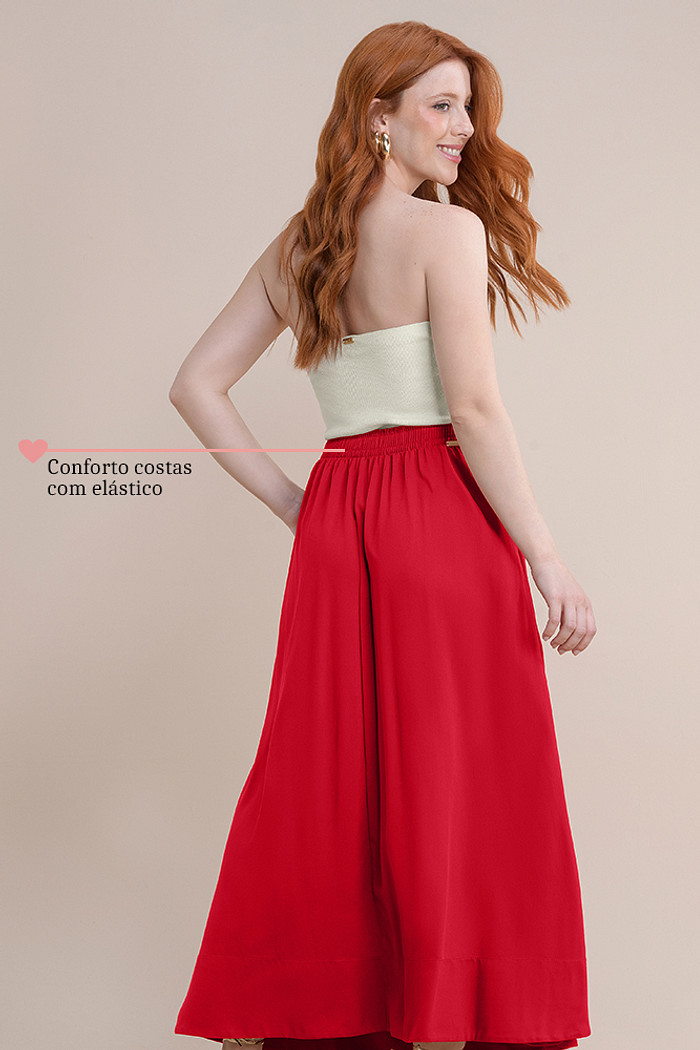 Saia midi lisa em viscose