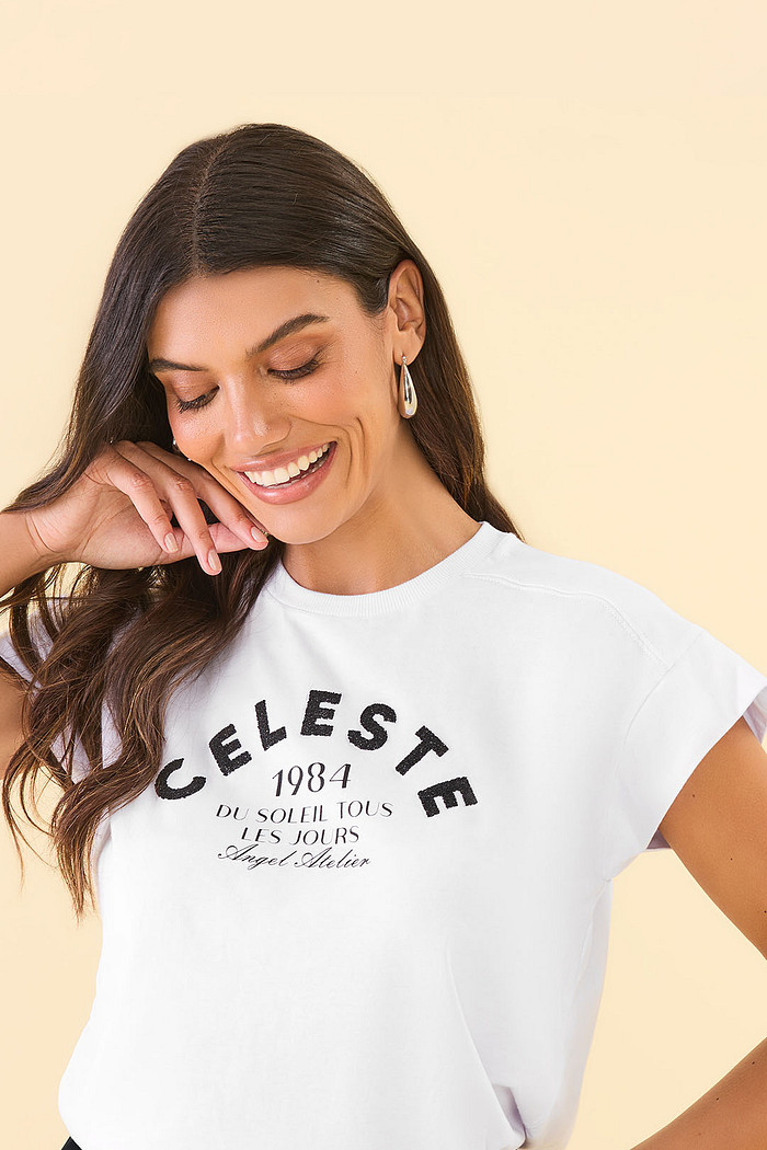 T-Shirt celeste em meia malha