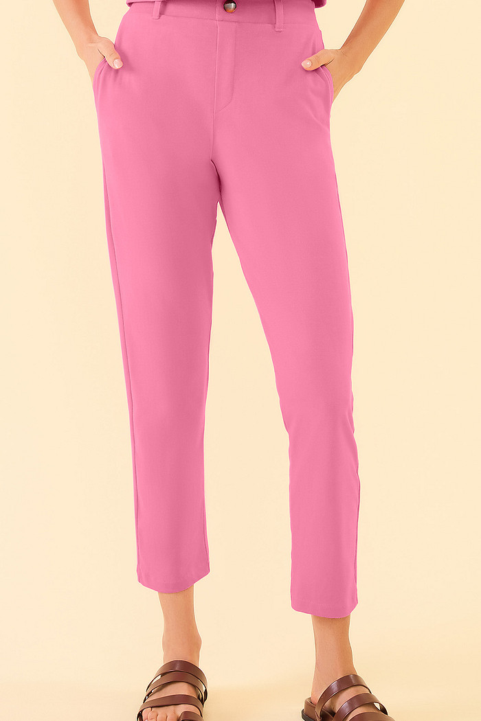 Calça alfaiataria com elástico em malhão