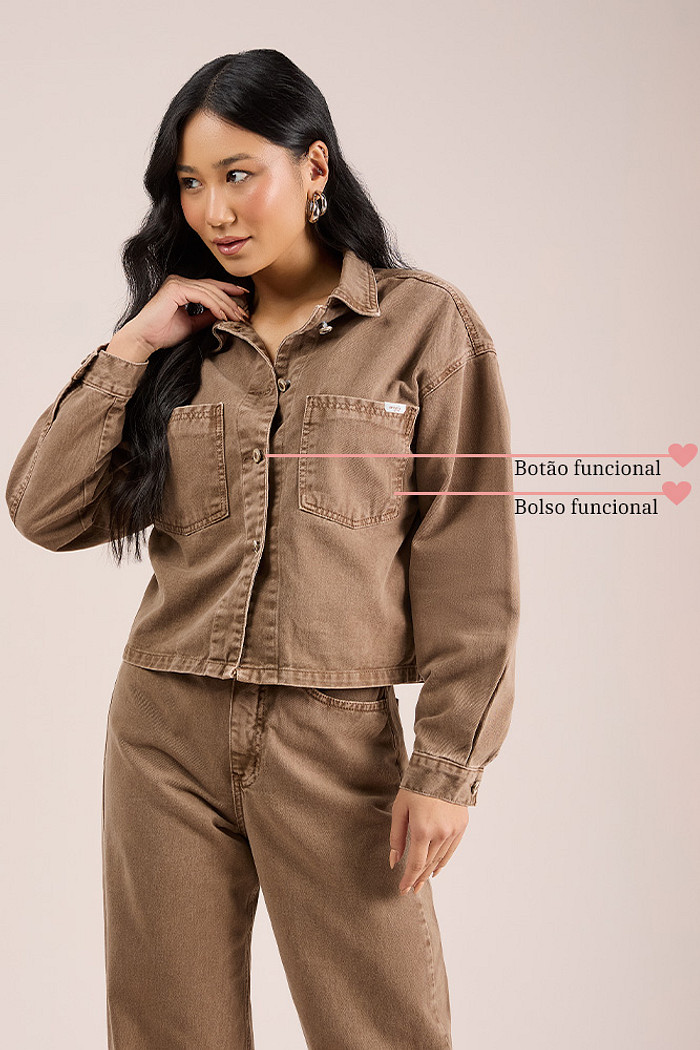 Jaqueta em sarja com bolso
